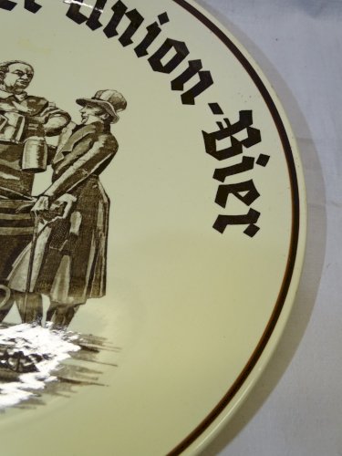 -ANCIEN PLAT PUBLICITAIRE CERAMIQUE ALLEMANDE DORTMUNDER UNION BIER déco    D