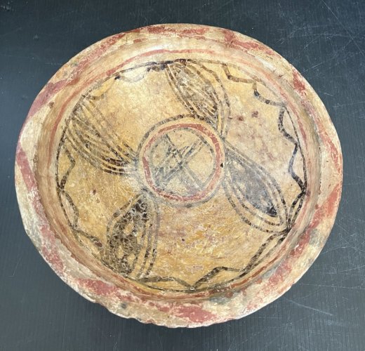 ancien plat serviteur  berbère terre cuite décor géométrique artisanat afrique