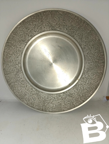 ancien plateau en etain Selangor pewter decor floral en bon etat