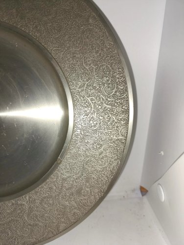ancien plateau en etain Selangor pewter decor floral en bon etat