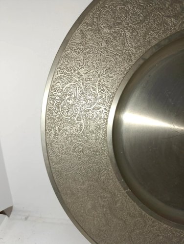 ancien plateau en etain Selangor pewter decor floral en bon etat