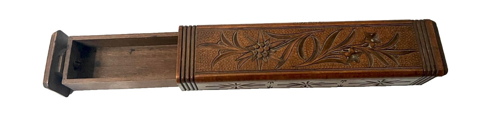 Ancien plumier en bois sculpté XX siècle