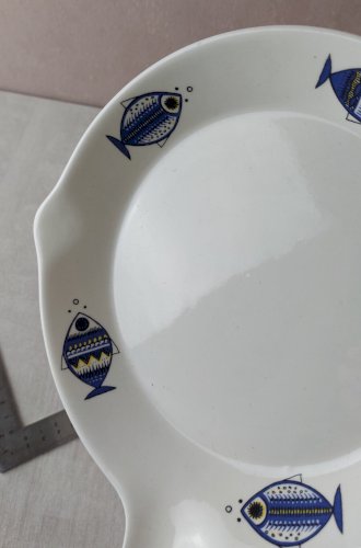 Ancien poêlon / poêle, décor poisson / Viking, céramique Villeroy & Boch
