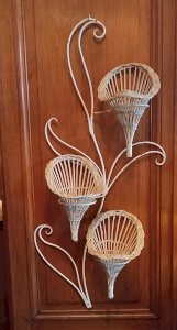 Vintage Metal Wall Flower Holder Wrought Iron Bouquet Holder