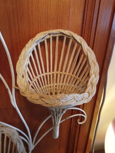 Ancien Porte Bouquet Bouquetière Mural En Métal Décoration Vintage Fer Forgé