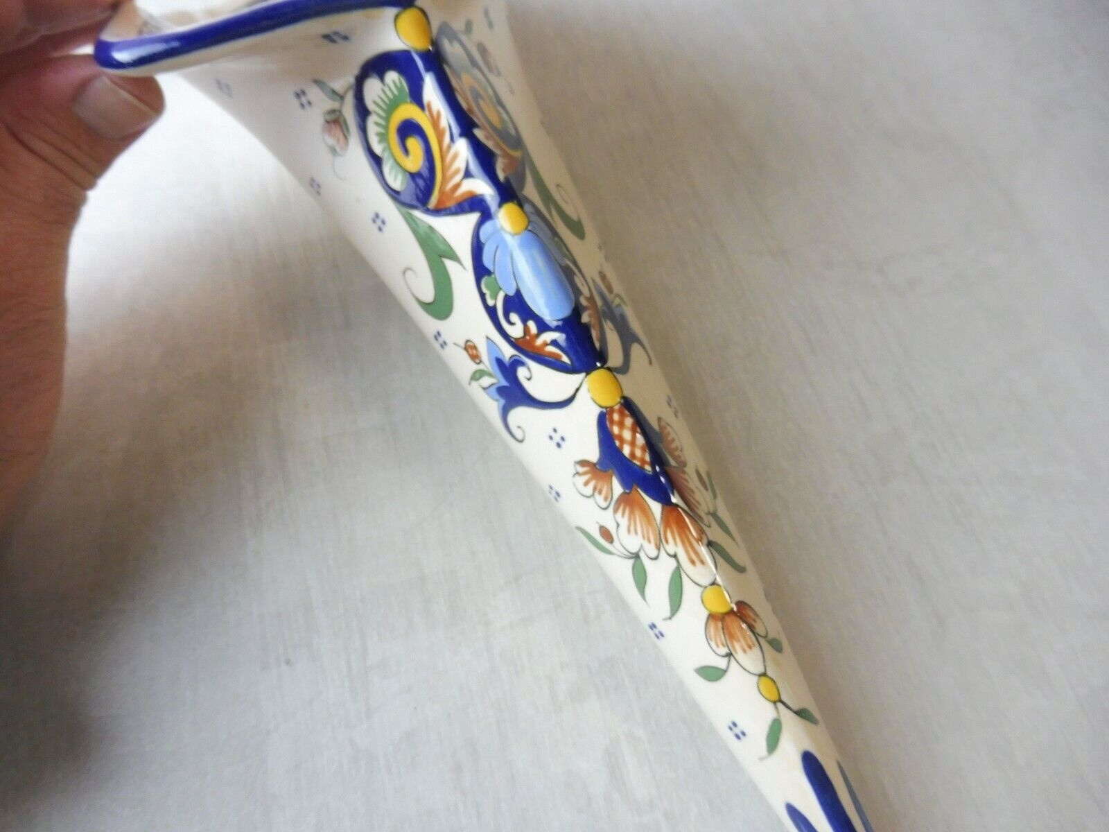 Paire De Plaques De Porte Anciennes En Céramique – Motif Fleur Français