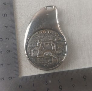 Old keychain, silver-plated metal, Thourotte, Pichard Balme