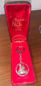 Ancien porte clef médaille en argent Saint Christophe Georges Legros