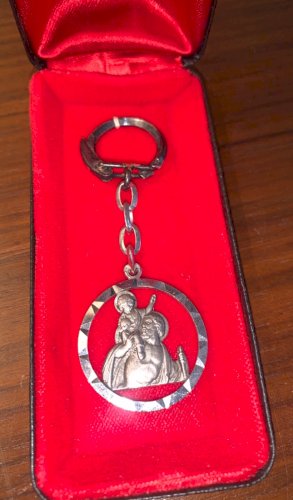 Ancien porte clef médaille en argent Saint Christophe Georges Legros