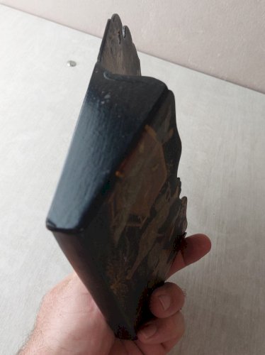 Ancien porte courrier, en papier maché / carton bouilli Napoléon III, japonisant ^