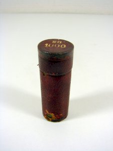 Ancien Porte Louis Tube Laiton et Cuir Rouge XIX° Bouchon à Visse