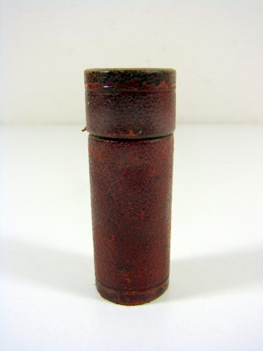 Ancien Porte Louis Tube Laiton et Cuir Rouge XIX° Bouchon à Visse