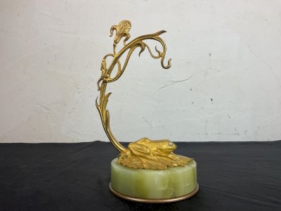 ANCIEN PORTE MONTRE GOUSSET ART NOUVEAU SCULPTURE GRENOUILLE