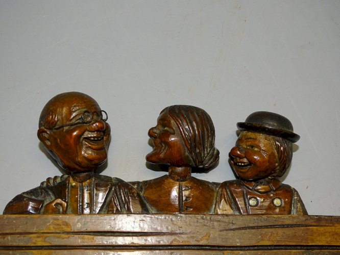 -ANCIEN PORTE PIPES bois personnages têtes articulées + 7 PIPES anciennes