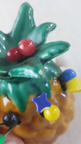 Ancien porte pique, forme ananas, en céramique de Vallauris, vintage