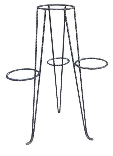 Ancien Porte Plante Tripode Fer Forgé 4 Pots old  wrought iron plant holder