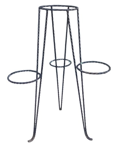 Ancien Porte Plante Tripode Fer Forgé 4 Pots old  wrought iron plant holder