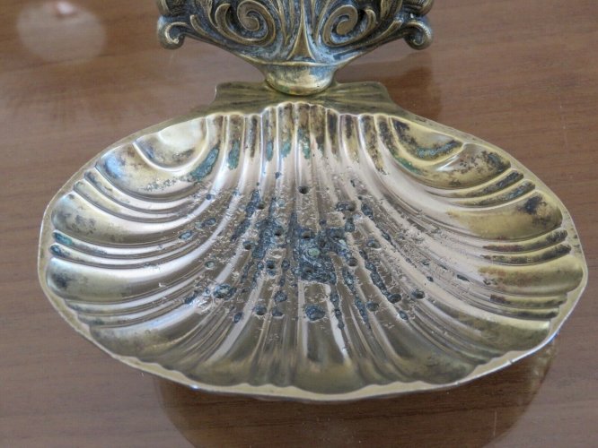 ANCIEN PORTE SAVON  COQUILLE  EN BRONZE ANNEES 30 40 - SHELL SOAP DISH