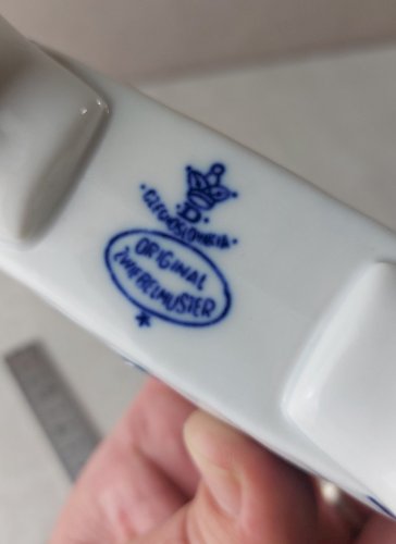 Ancien porte serviette, décor Blue Onion / porcelaine de Tchécoslovaquie / Czech