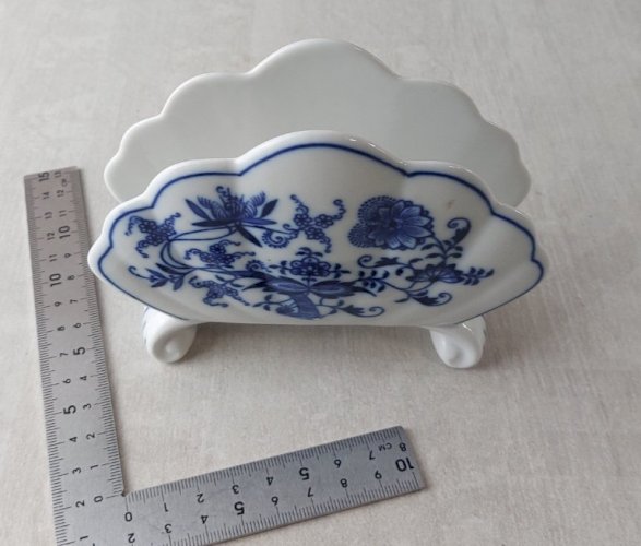 Ancien porte serviette, décor Blue Onion / porcelaine de Tchécoslovaquie / Czech