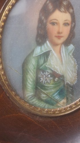 Ancien portrait miniature peint, Louis XVII daprès Vigée Lebrun, XIXème