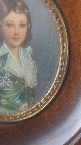 Ancien portrait miniature peint, Louis XVII daprès Vigée Lebrun, XIXème