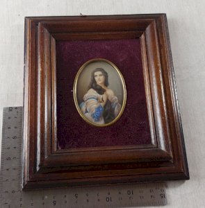 Ancien portrait miniature peint, Madame Rimsky Korsakov, XIXème