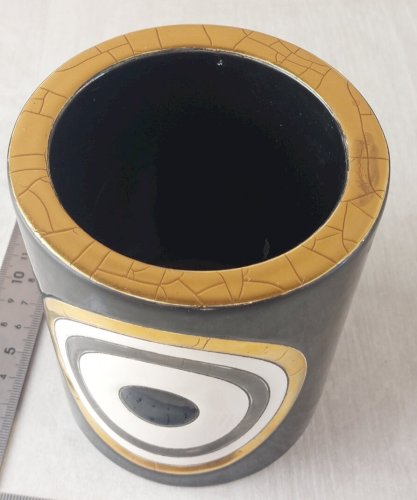 Ancien pot à bougie, en émaux de Longwy, décor Geo / Clotilde D.