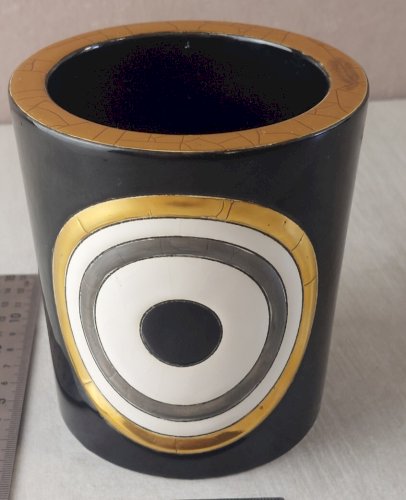 Ancien pot à bougie, en émaux de Longwy, décor Geo / Clotilde D.