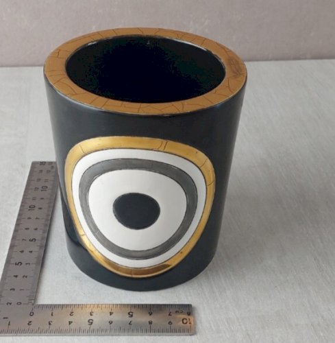 Ancien pot à bougie, en émaux de Longwy, décor Geo / Clotilde D.