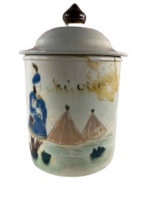 Ancien pot à chicorée en faïence XIXe – Décor relief – 20 cm