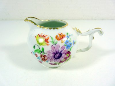Old Cream Jug Fine Porcelain from Switzerland Langenthal 1939 Decor Flowers with Gold Fine