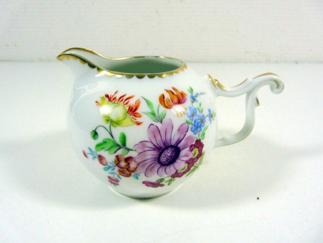 Ancien Pot à Crème Porcelaine Fine de Suisse Langenthal 1939 Décor Fleurs Or Fin