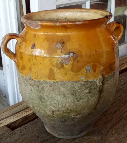 Ancien Pot À Graisse Du Midi Poterie Céramique Terre Vernissée Jaune