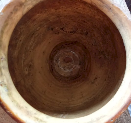 Ancien Pot À Graisse Du Midi Poterie Céramique Terre Vernissée Jaune
