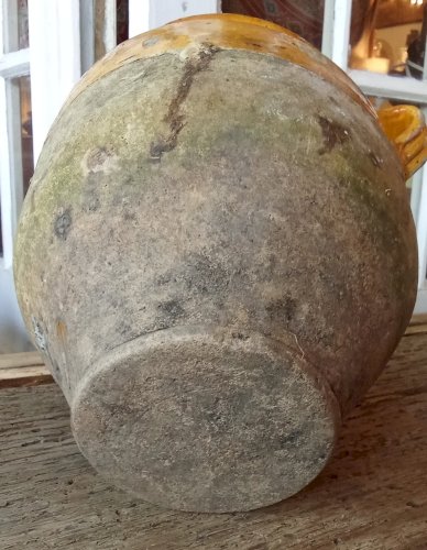 Ancien Pot À Graisse Du Midi Poterie Céramique Terre Vernissée Jaune