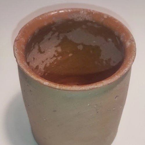 Ancien pot à graisse ou confit en terre vernissée