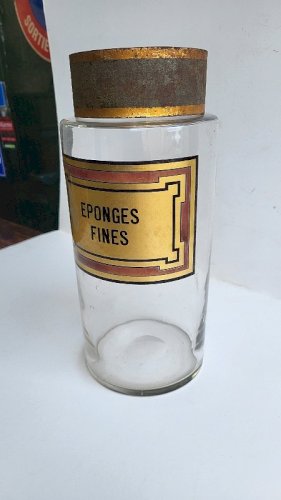 ANCIEN POT A PHARMACIE EN VERRE EPONGES FINES