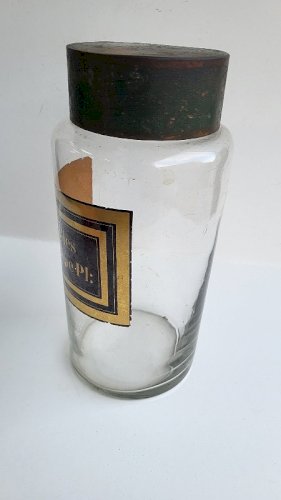 ANCIEN POT A PHARMACIE EN VERRE PASTILLES DE GOMME Pl :