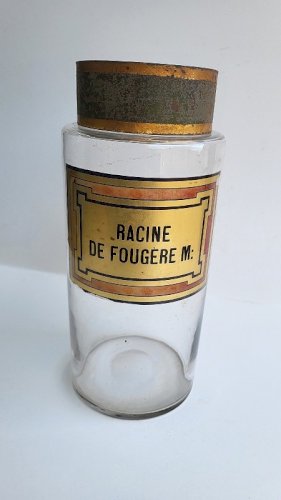 ANCIEN POT A PHARMACIE EN VERRE RACINE DE FOUGERE M :