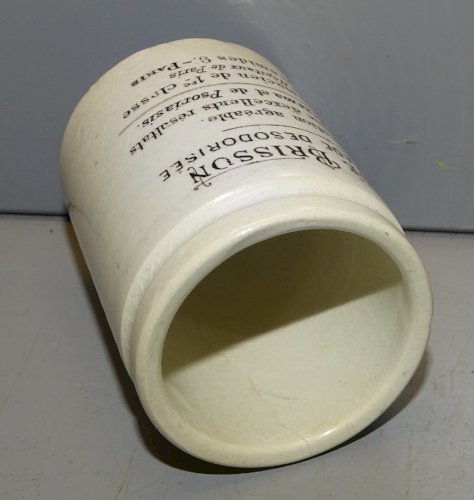 -ANCIEN POT A POMMADE PHARMACIE BUISSON 9 RUE DES PYRAMIDES PARIS CERAMIQUE  D