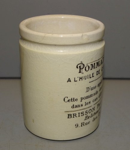 -ANCIEN POT A POMMADE PHARMACIE BUISSON 9 RUE DES PYRAMIDES PARIS CERAMIQUE  D