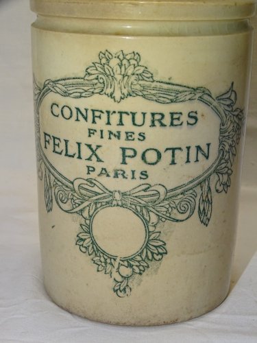 -ANCIEN POT CERAMIQUE CONFITURES FINES FELIX POTIN PARIS COLLECTION CUISINE    D