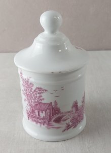 Ancien pot décor paysage, en porcelaine des Tuileries, Limoges