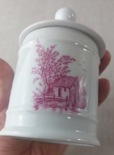 Ancien pot décor paysage, en porcelaine des Tuileries, Limoges