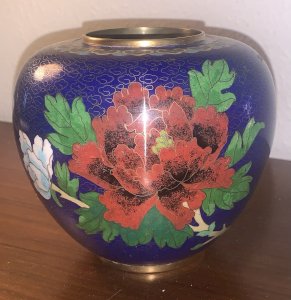 antique cloisonné enamel pot China floral decoration