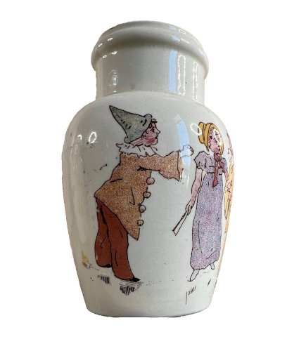 Ancien pot moutarde faïence Lunéville décor personnages XIXe Félix Potin