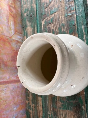 Ancien pot moutarde faïence Lunéville décor village XIXe Félix Potin