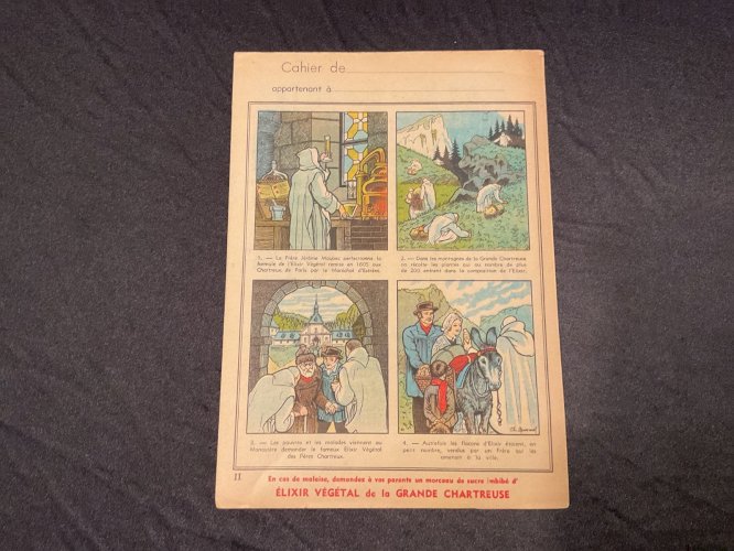Ancien protège cahier pub ÉLIXIR VÉGÉTAL Chartreuse