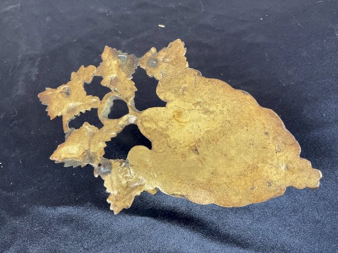 ANCIEN PYROGÈNE EN BRONZE MURAL TETES DE DIABLE